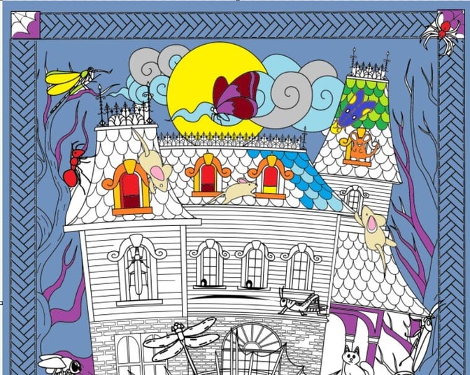 Coloring Page Haunted House c