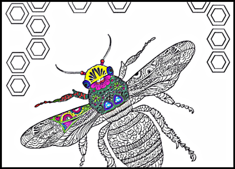 Thrasher Bee Coloring Page with Color