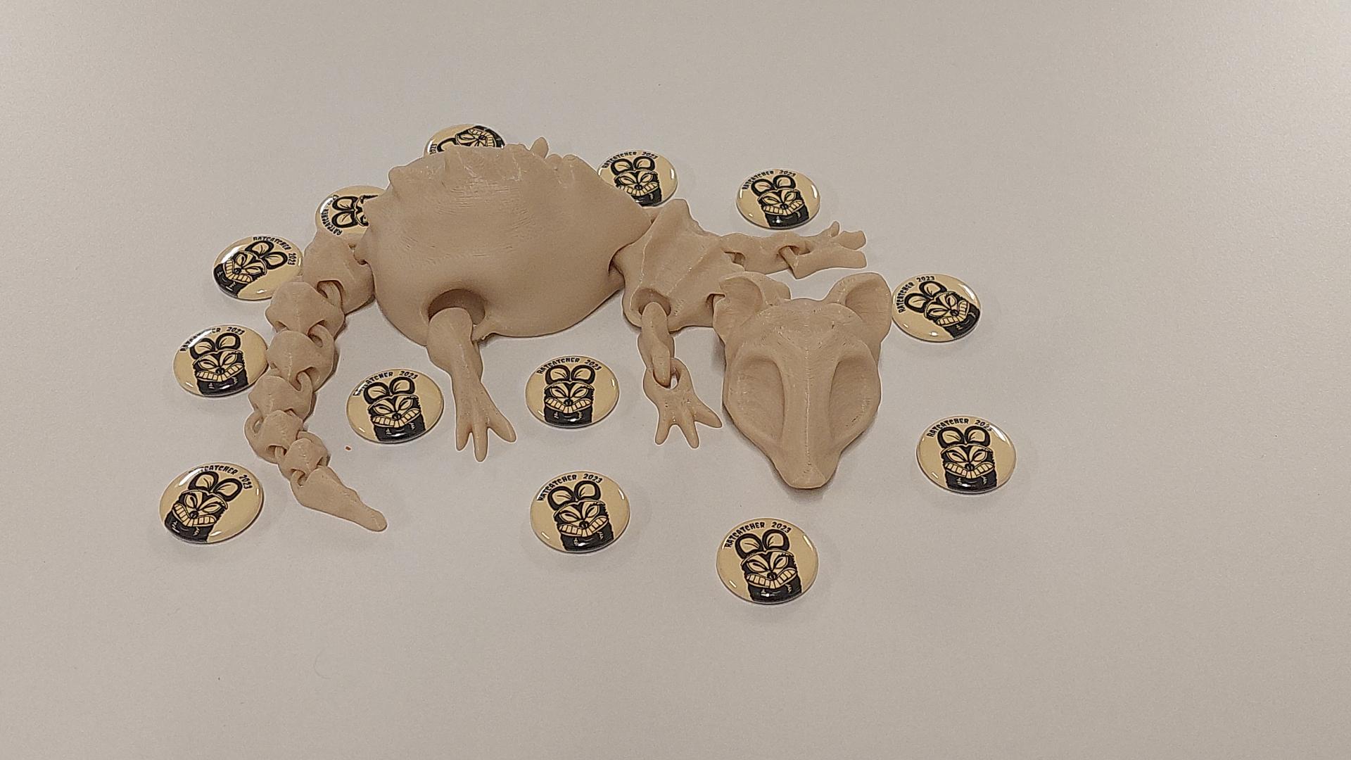 Second place prizes rat sculpture and pins